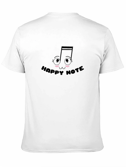 Happy Note Graphic Tee - Black Cotton T-Shirt