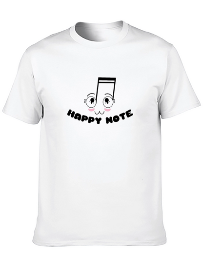 Happy Note Graphic Tee - Black Cotton T-Shirt