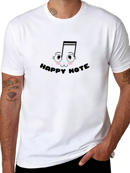 Happy Note Graphic Tee - Black Cotton T-Shirt