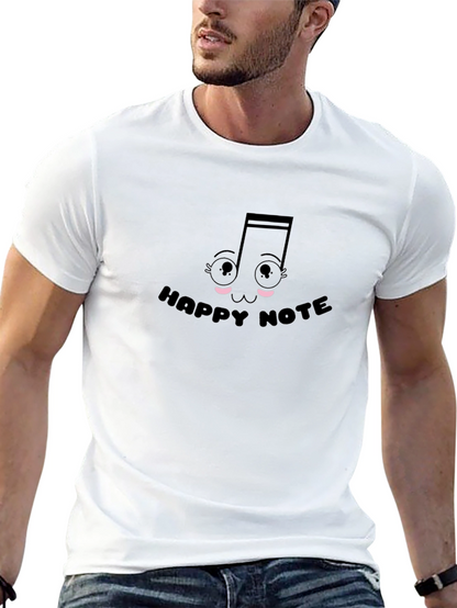 Happy Note Graphic Tee - Black Cotton T-Shirt