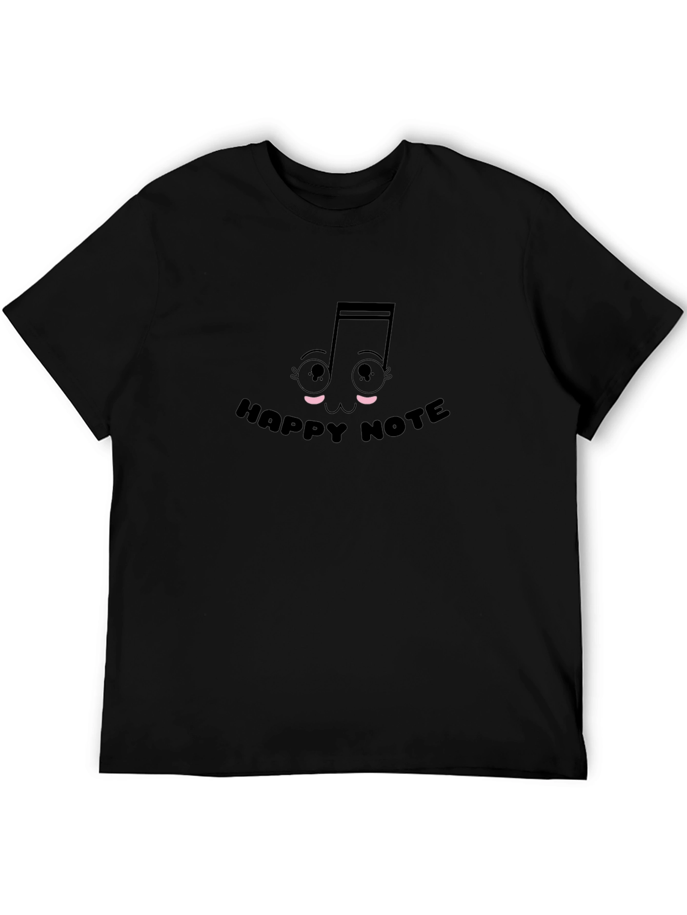 Happy Note Graphic Tee - Black Cotton T-Shirt