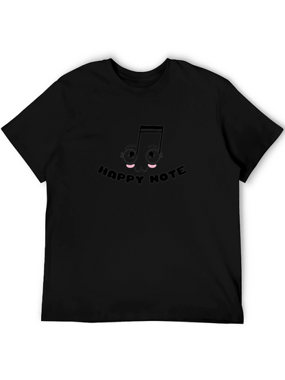 Happy Note Graphic Tee - Black Cotton T-Shirt
