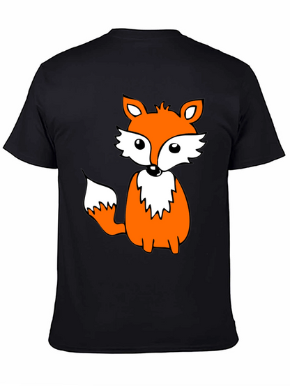 Cute Fox Graphic Tee - Black Cotton Blend Shirt