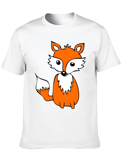 Cute Fox Graphic Tee - Black Cotton Blend Shirt