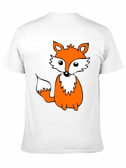 Cute Fox Graphic Tee - Black Cotton Blend Shirt