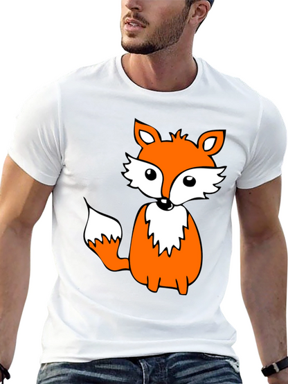 Cute Fox Graphic Tee - Black Cotton Blend Shirt