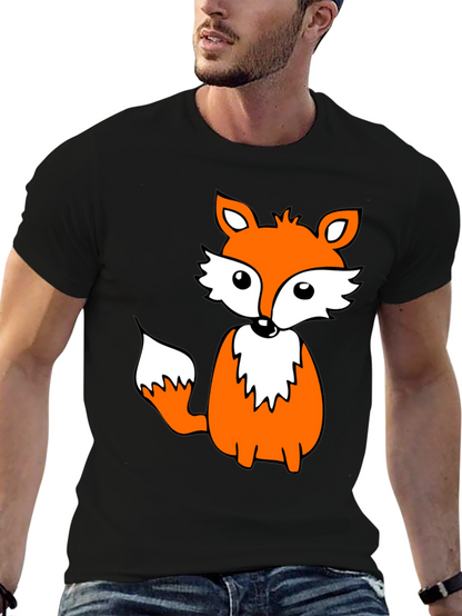 Cute Fox Graphic Tee - Black Cotton Blend Shirt