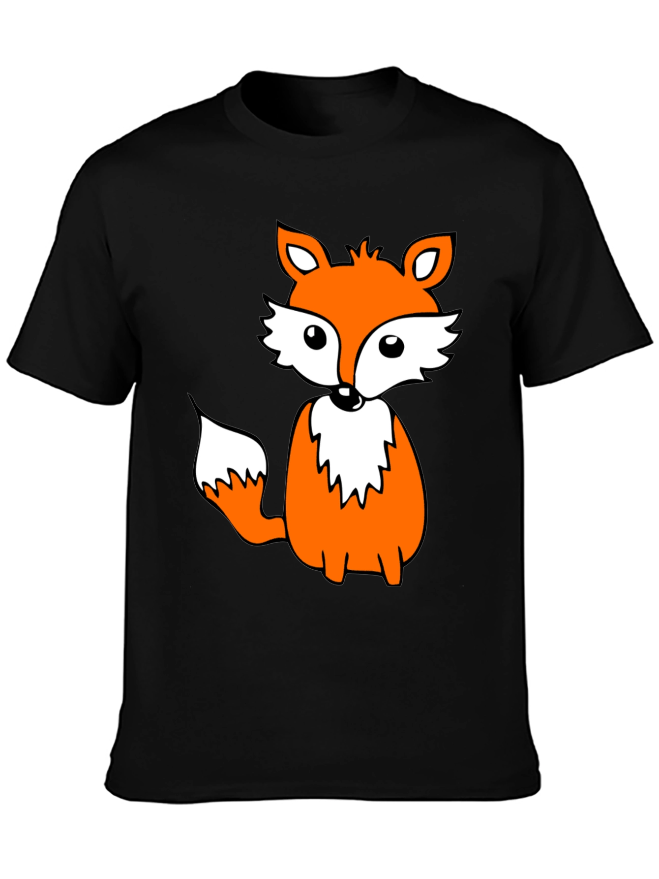 Cute Fox Graphic Tee - Black Cotton Blend Shirt
