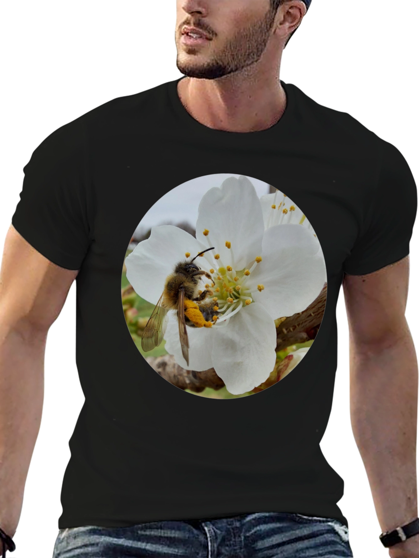 Bee on Blossom Black T-Shirt