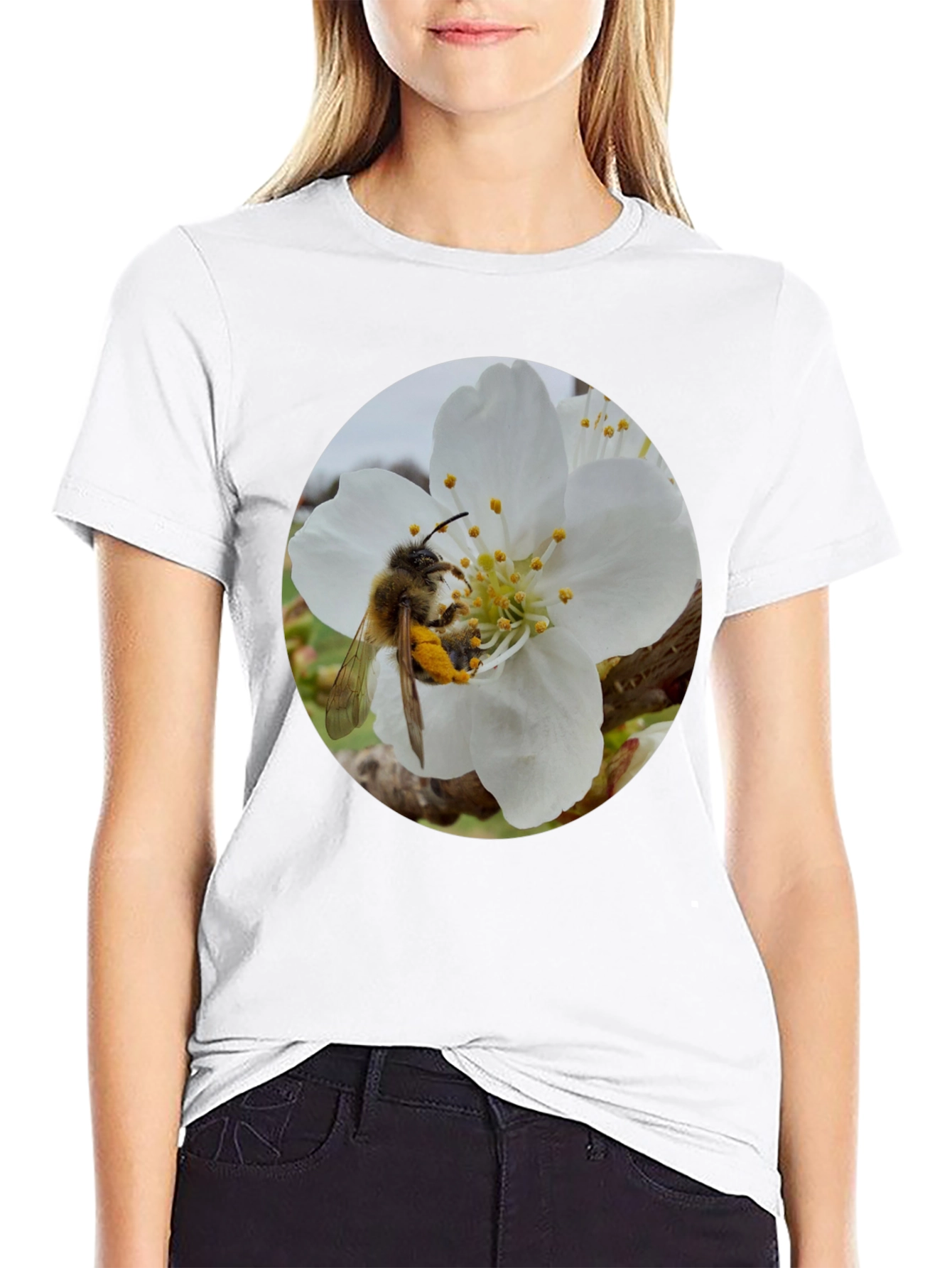 Bee on Blossom Black T-Shirt