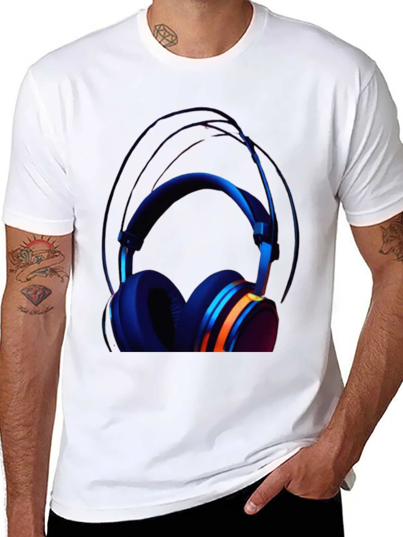 Headphone Graphic Black T-Shirt