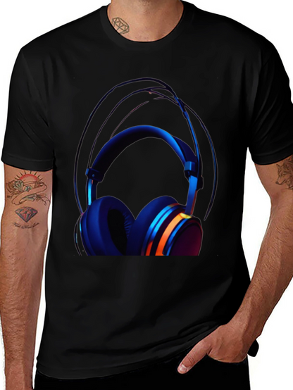 Headphone Graphic Black T-Shirt