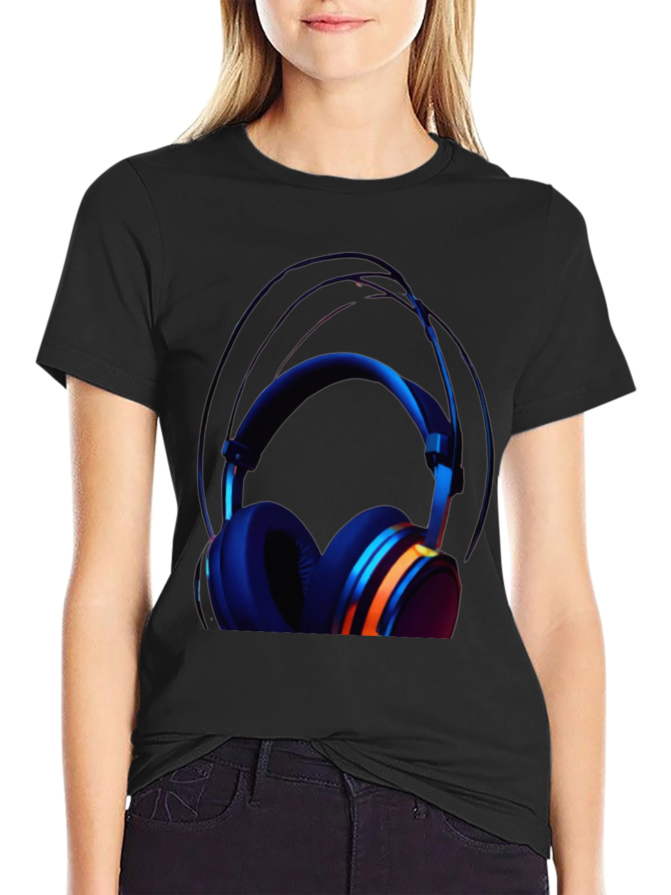 Headphone Graphic Black T-Shirt
