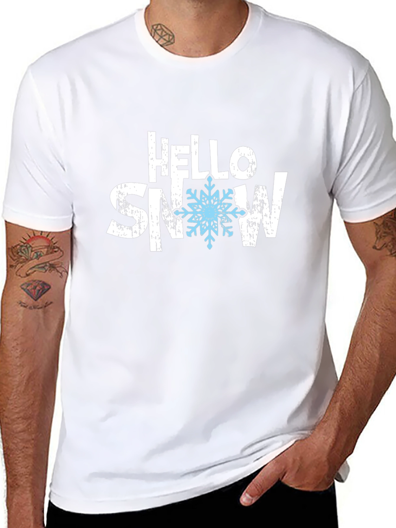 Hello Snow Black Graphic Tee
