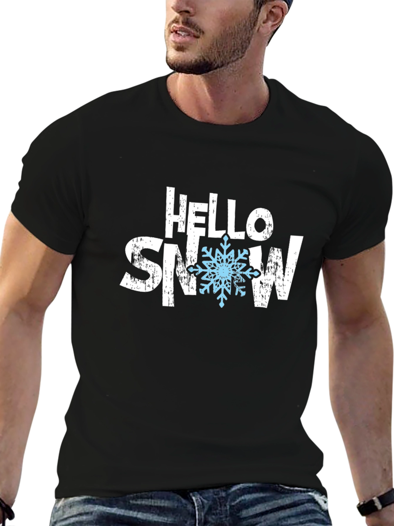 Hello Snow Black Graphic Tee