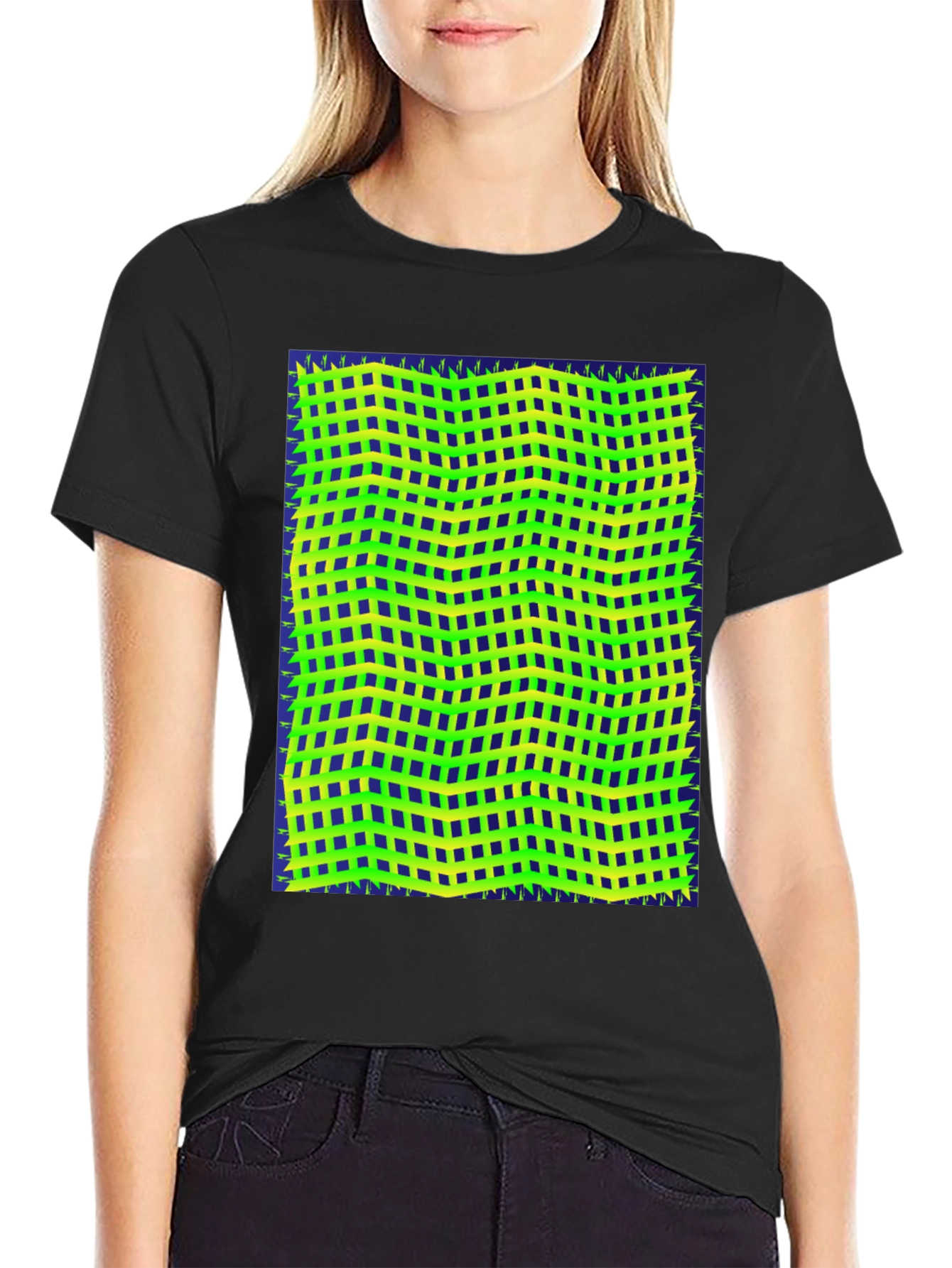 Retro Geometric Grid T-Shirt - Unique Graphic Tee