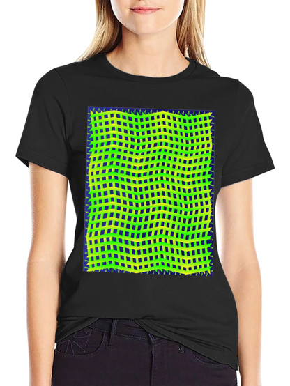 Retro Geometric Grid T-Shirt - Unique Graphic Tee