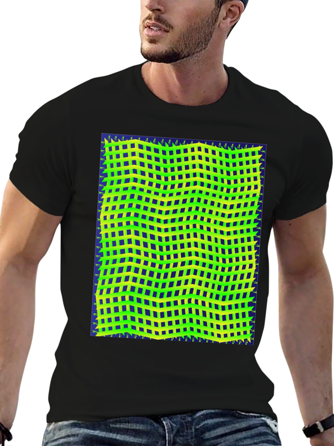 Retro Geometric Grid T-Shirt - Unique Graphic Tee