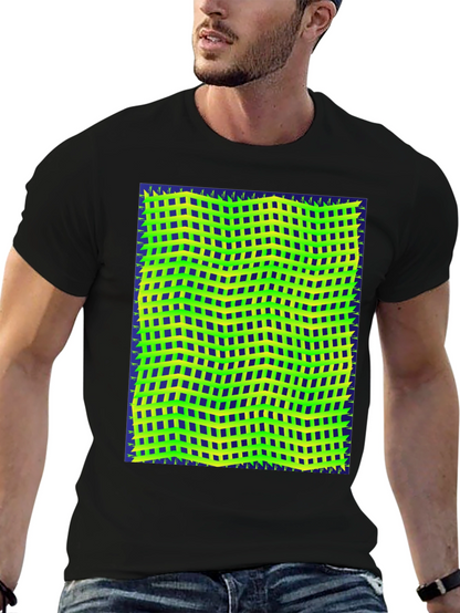 Retro Geometric Grid T-Shirt - Unique Graphic Tee