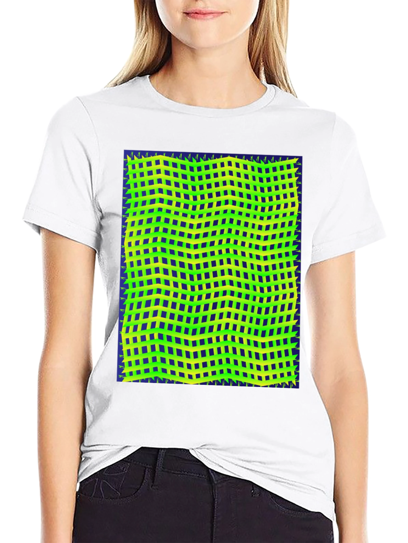 Retro Geometric Grid T-Shirt - Unique Graphic Tee