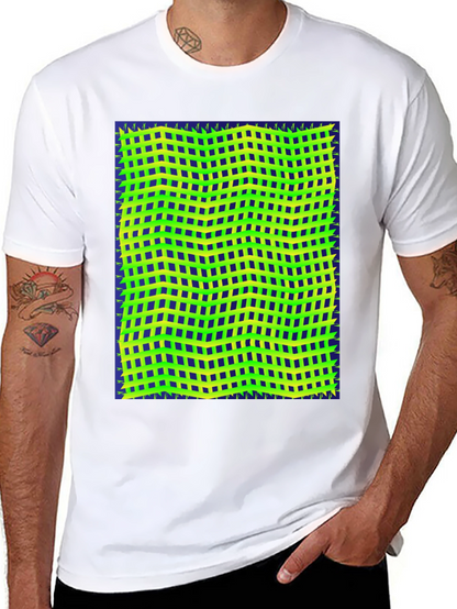 Retro Geometric Grid T-Shirt - Unique Graphic Tee