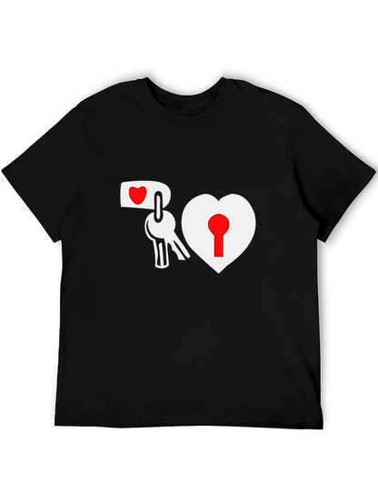 Heart Lock & Key Black Graphic Tee