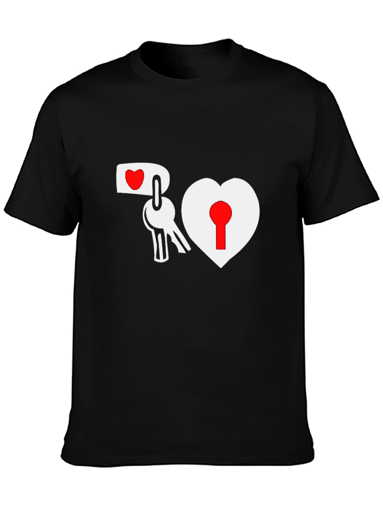 Heart Lock & Key Black Graphic Tee