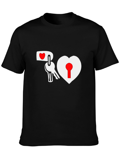 Heart Lock & Key Black Graphic Tee
