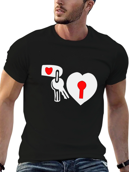 Heart Lock & Key Black Graphic Tee