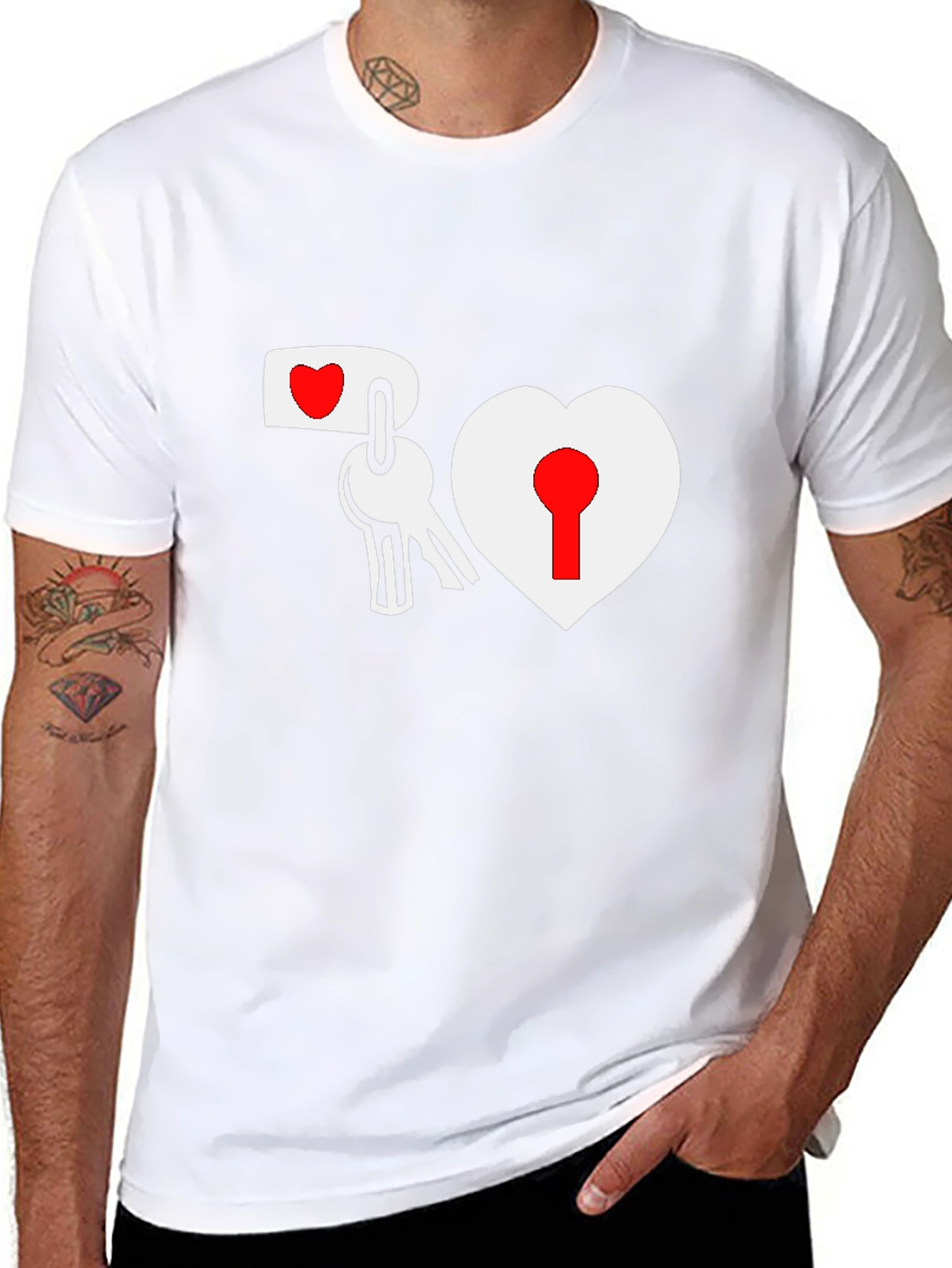 Heart Lock & Key Black Graphic Tee