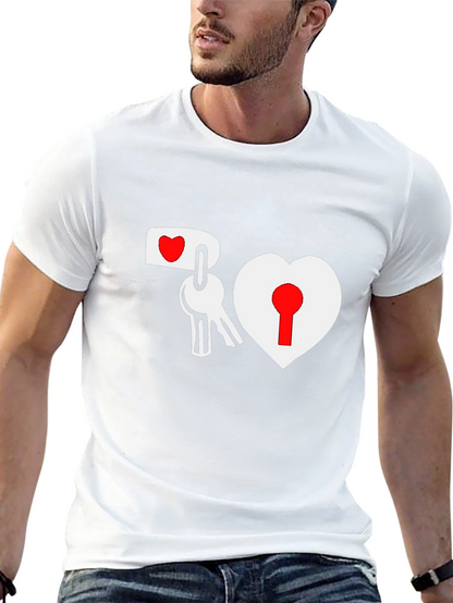 Heart Lock & Key Black Graphic Tee