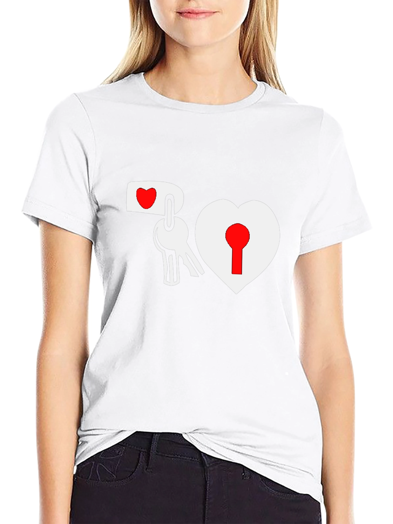 Heart Lock & Key Black Graphic Tee