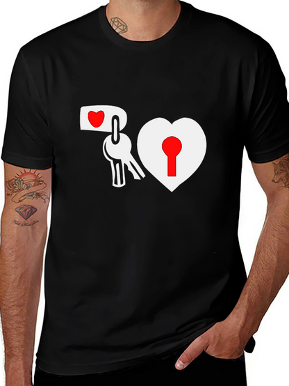 Heart Lock & Key Black Graphic Tee