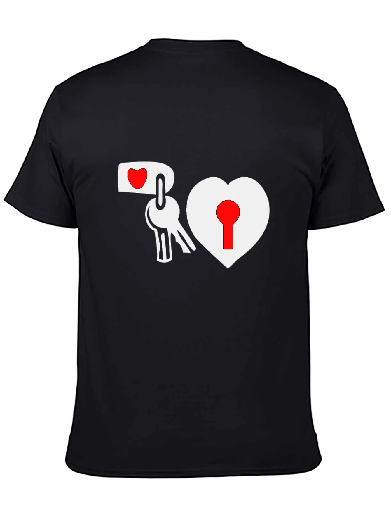 Heart Lock & Key Black Graphic Tee