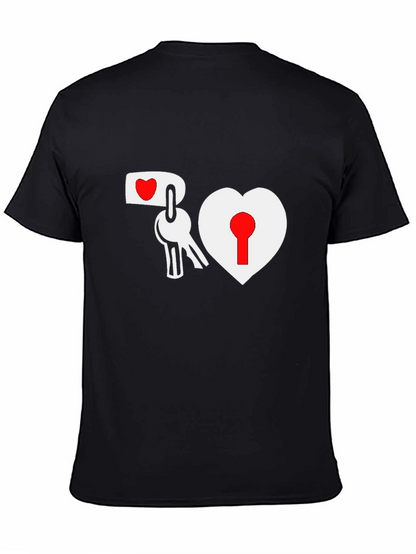 Heart Lock & Key Black Graphic Tee