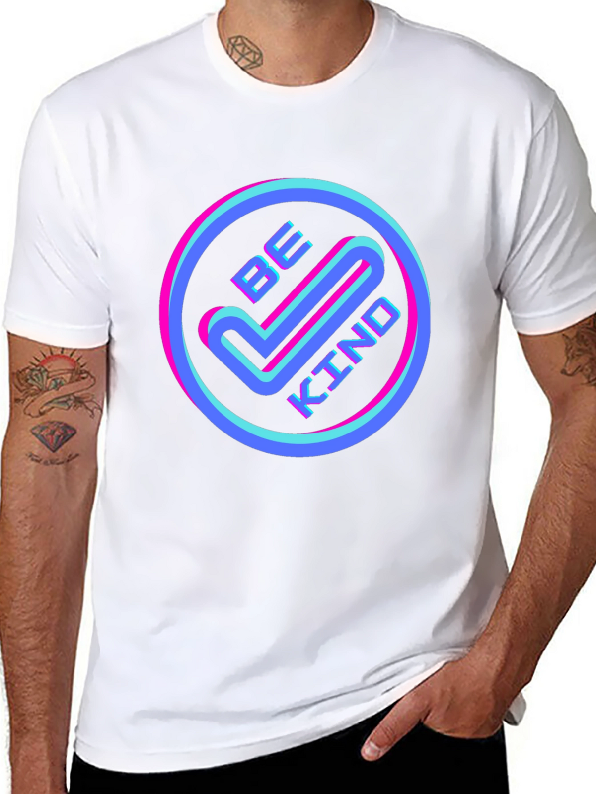 Be Kind Graphic Tee - Retro Neon Design