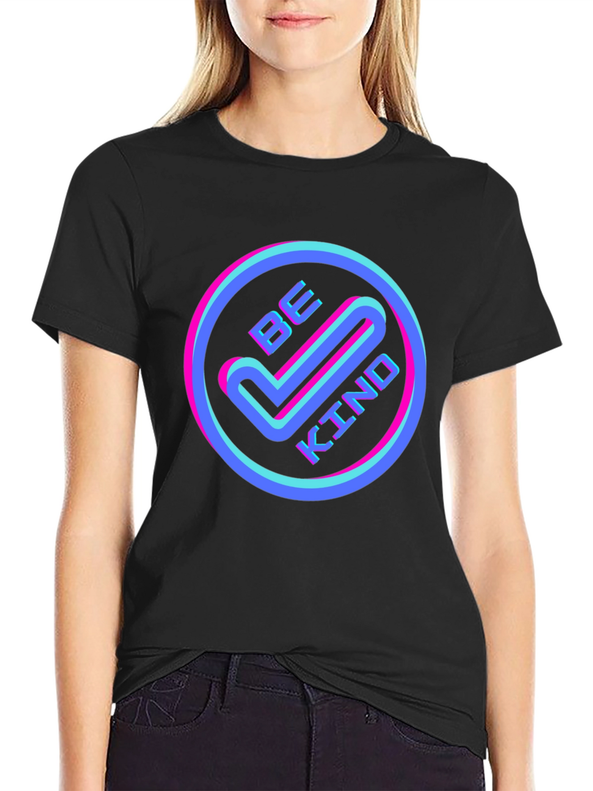 Be Kind Graphic Tee - Retro Neon Design