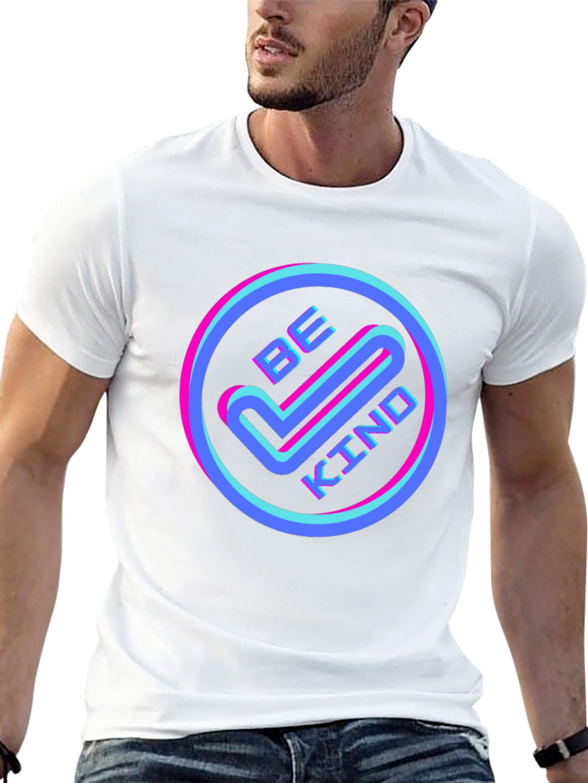 Be Kind Graphic Tee - Retro Neon Design
