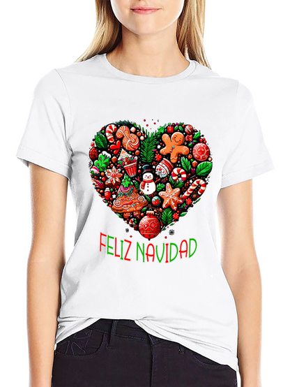 Feliz Navidad Heart Christmas T-Shirt