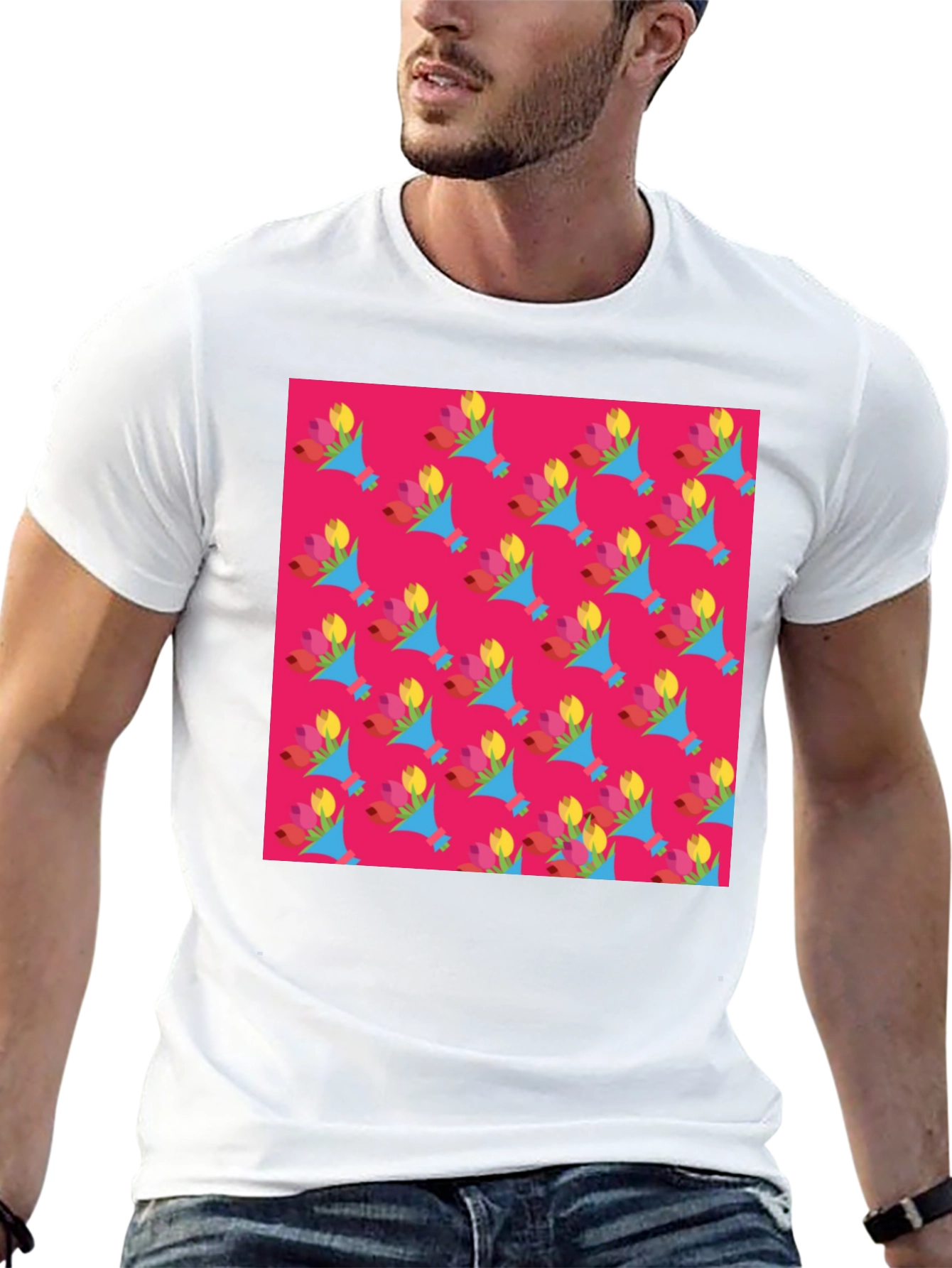 Floral Pattern Crew Neck T-Shirt