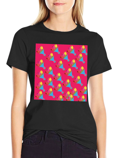 Floral Pattern Crew Neck T-Shirt