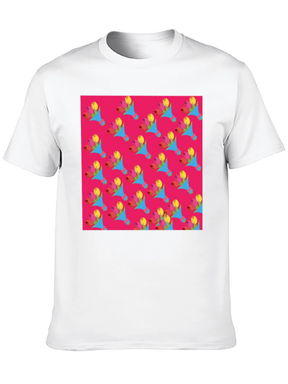 Floral Pattern Crew Neck T-Shirt