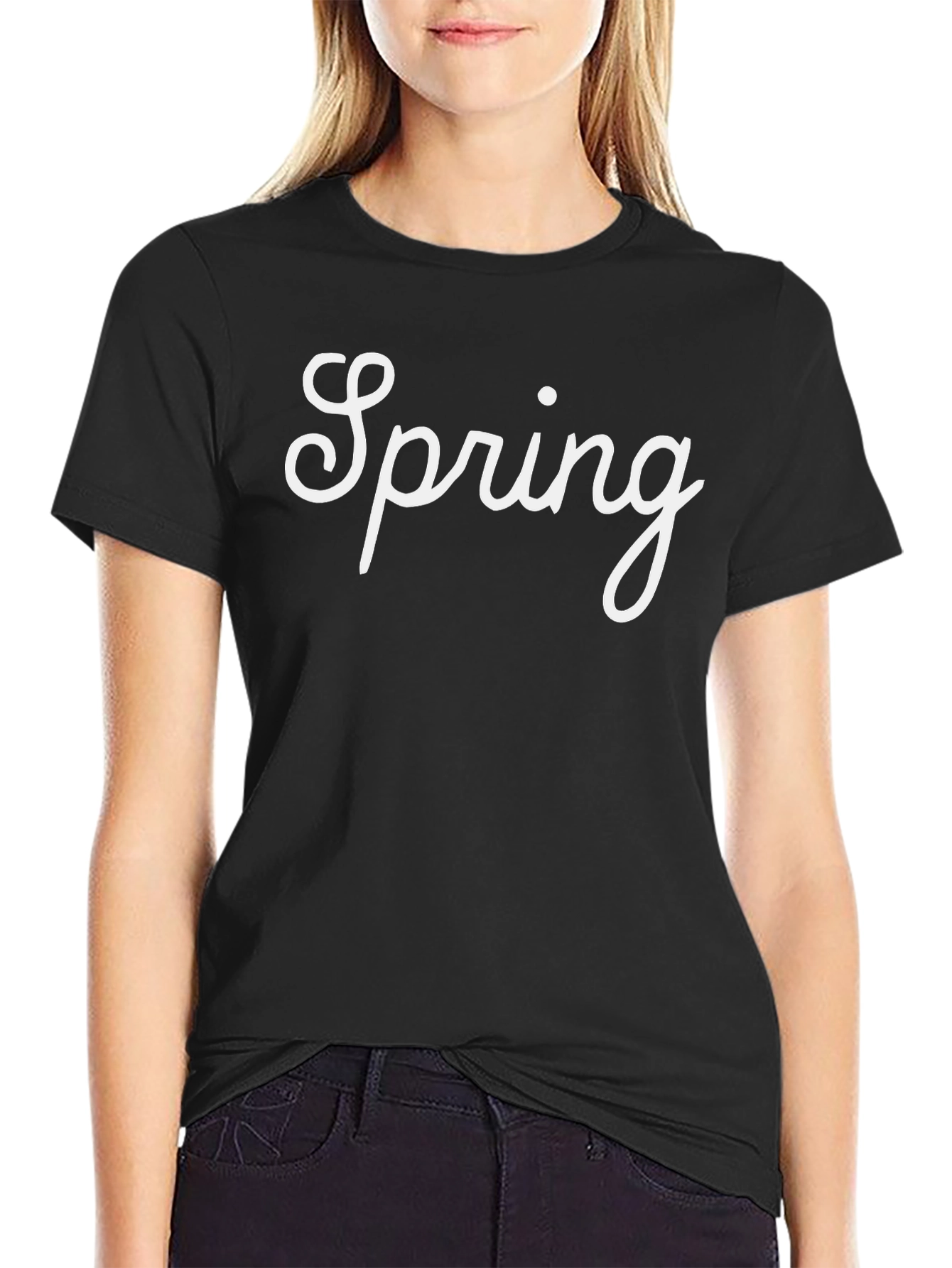Spring Graphic Tee - Stylish Black T-Shirt