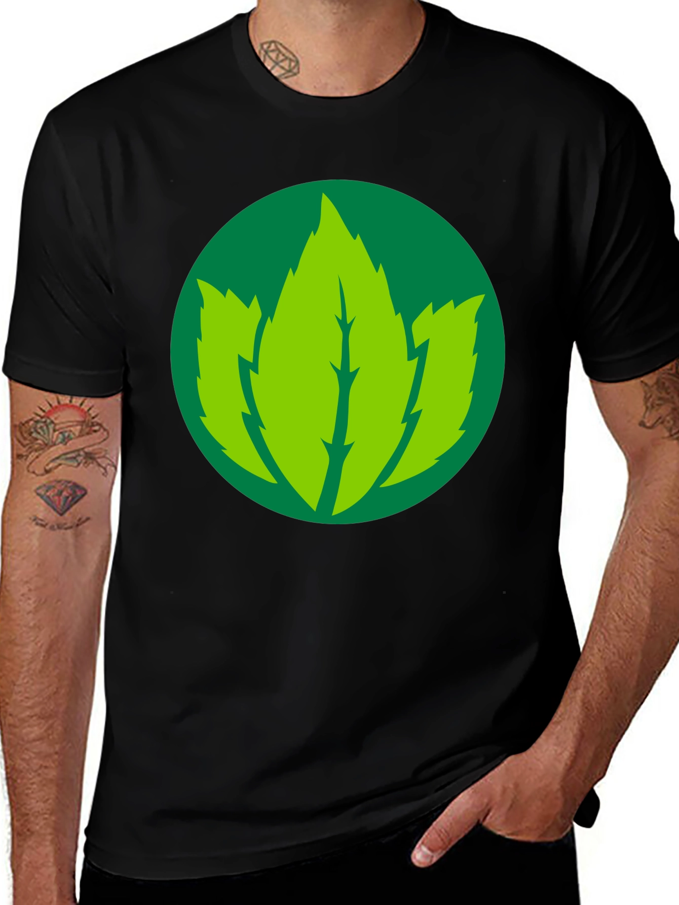 Leaf Logo Black T-Shirt