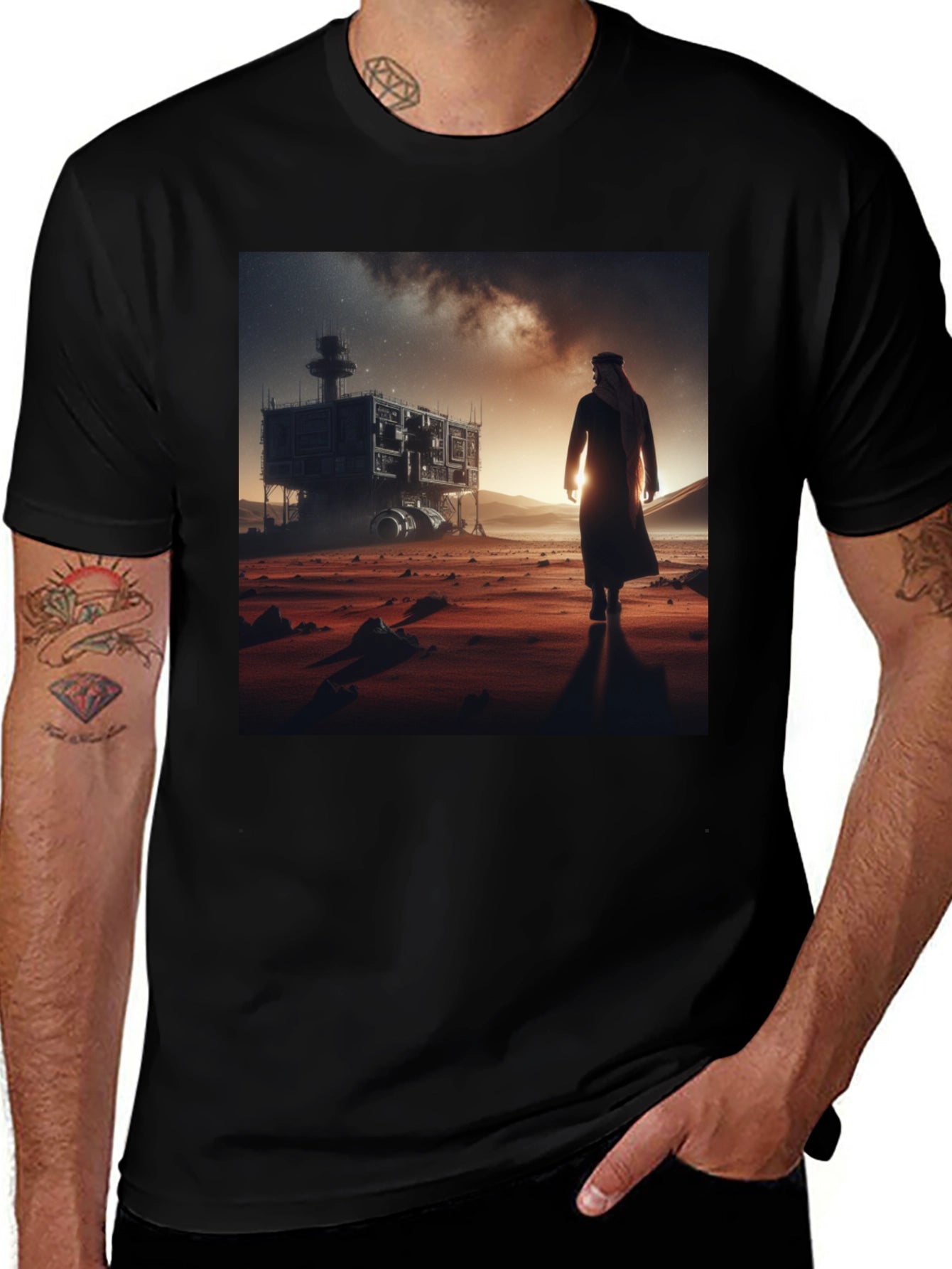 Futuristic Desert Traveler Graphic Tee
