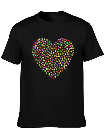 Fruit Heart T-Shirt - Black Cotton Tee