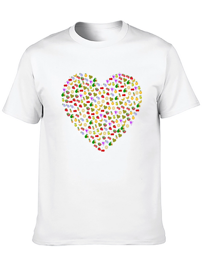 Fruit Heart T-Shirt - Black Cotton Tee