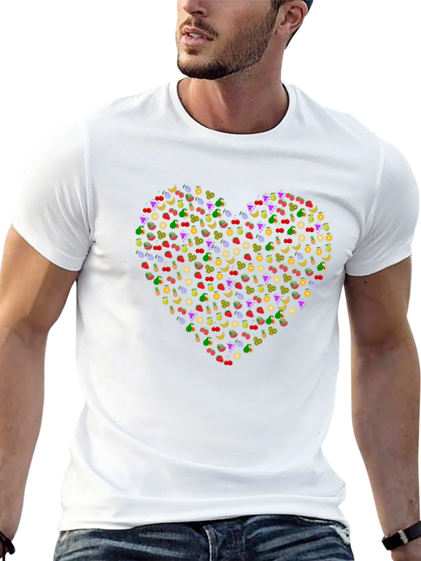 Fruit Heart T-Shirt - Black Cotton Tee