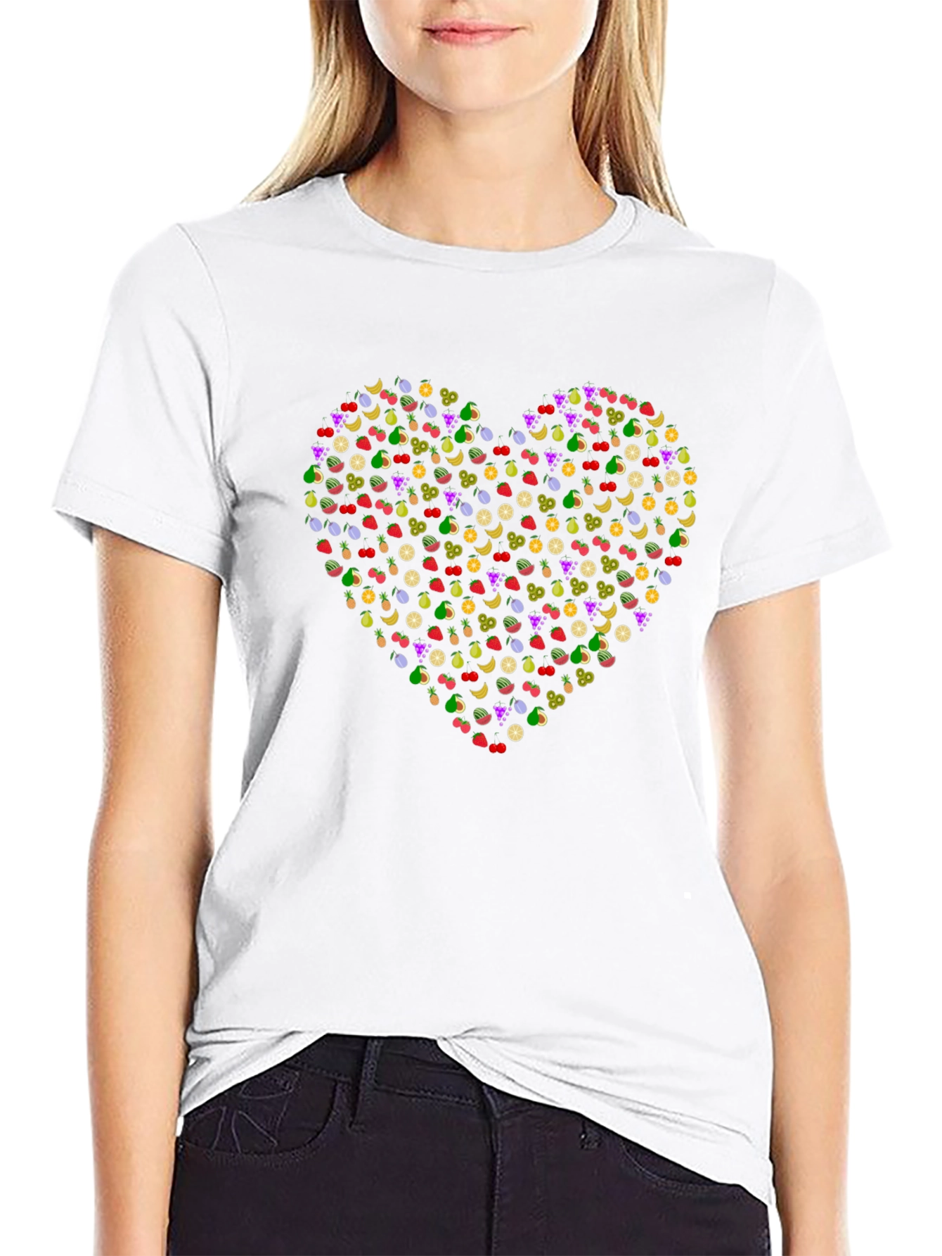 Fruit Heart T-Shirt - Black Cotton Tee