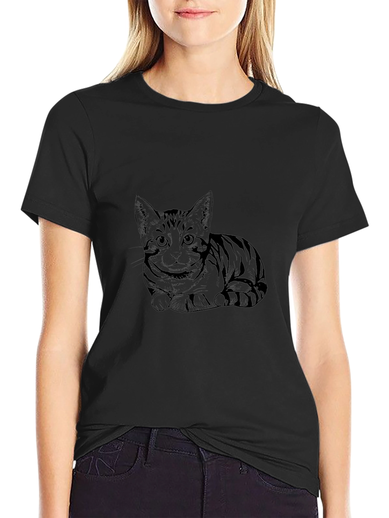 Mens Black Cat Graphic Tee